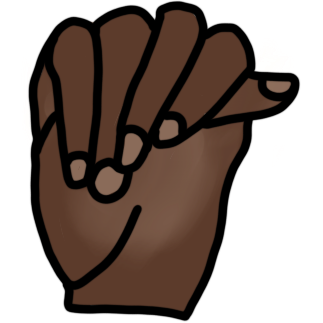 a dark brown hand showing the Steinberg sign, which is a thumb poking out the other end of a closed fist.